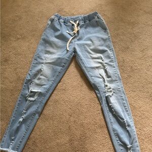 Light Blue Distressed Jogger Jeans